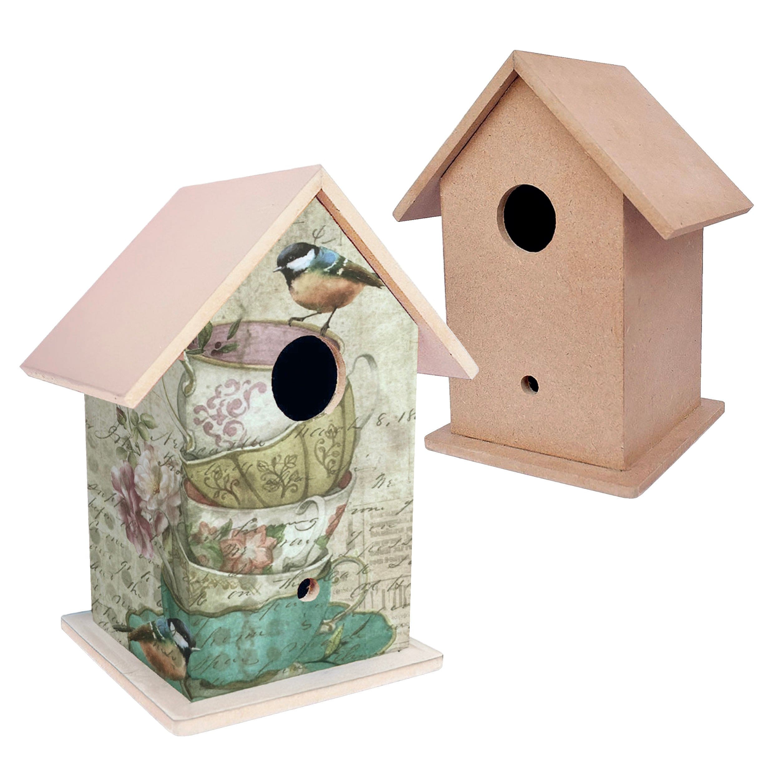 Little Birdie Little Birdie MDF Base Bird House 5.5" x 7" - Pack of 3 | DIY Unfinished Wood Craft | Paintable Birdhouse for Kids & Adults | Ideal for Home Décor, School Projects & Arts and Crafts