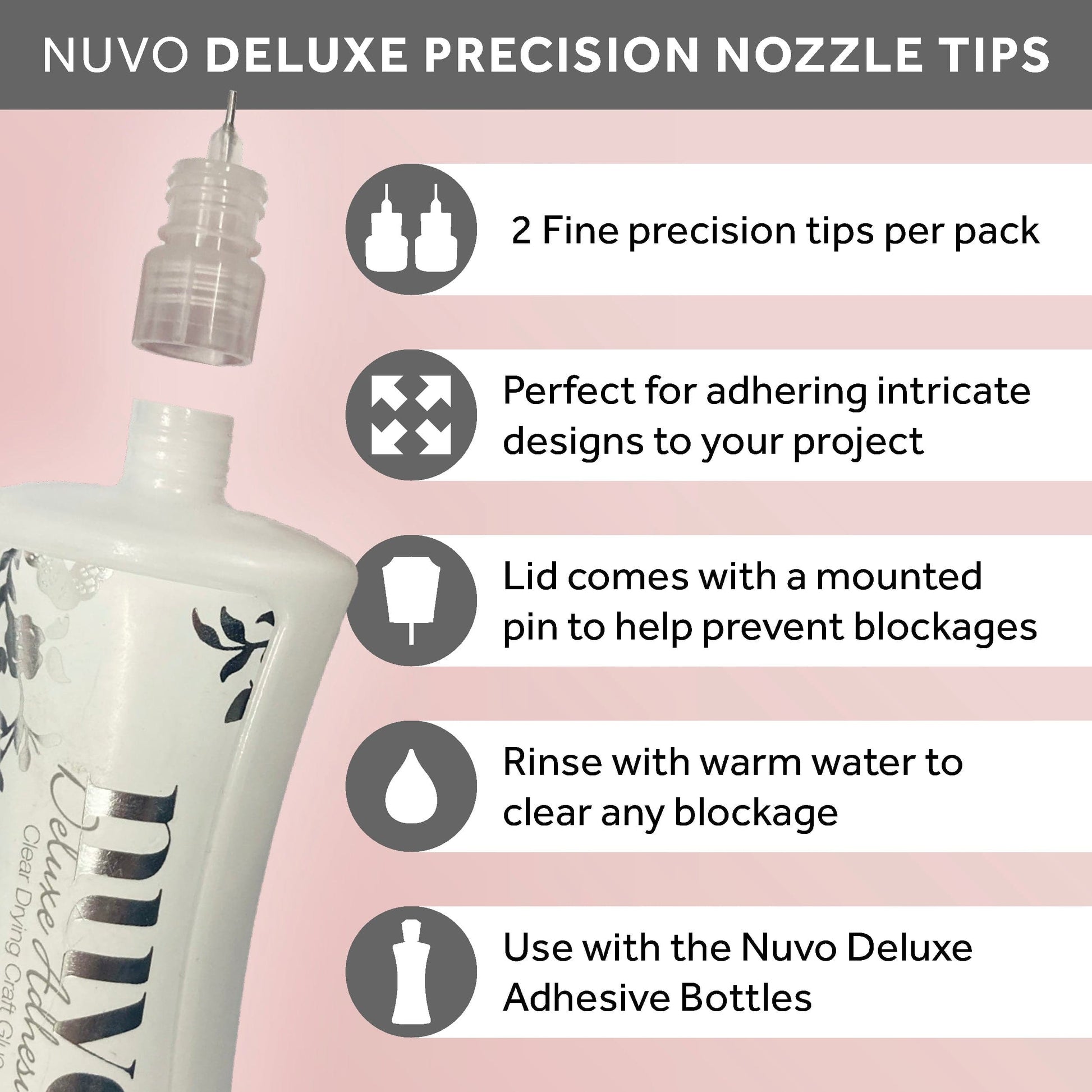 Nuvo Adhesives Multipack of 4 - Deluxe Adhesive Precision Tips - 207n4