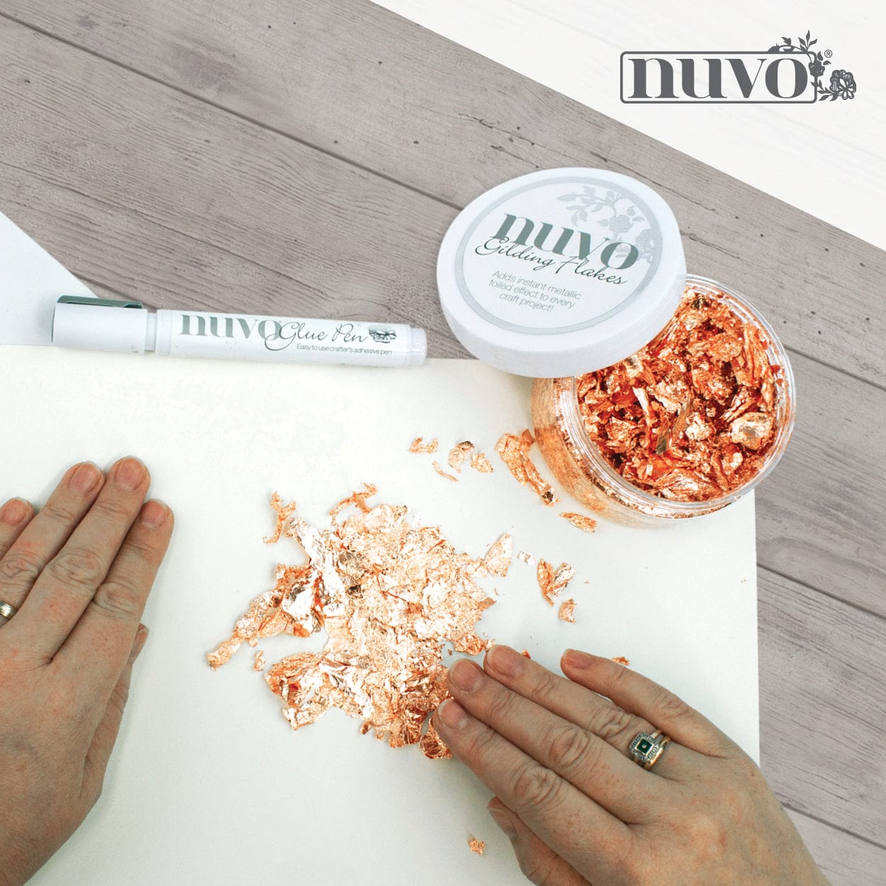 Nuvo Gilding Flakes Nuvo Gilding Flakes Set – Radiant Gold, Silver Bullion & Sunkissed Copper (3 x 200ml Jars)