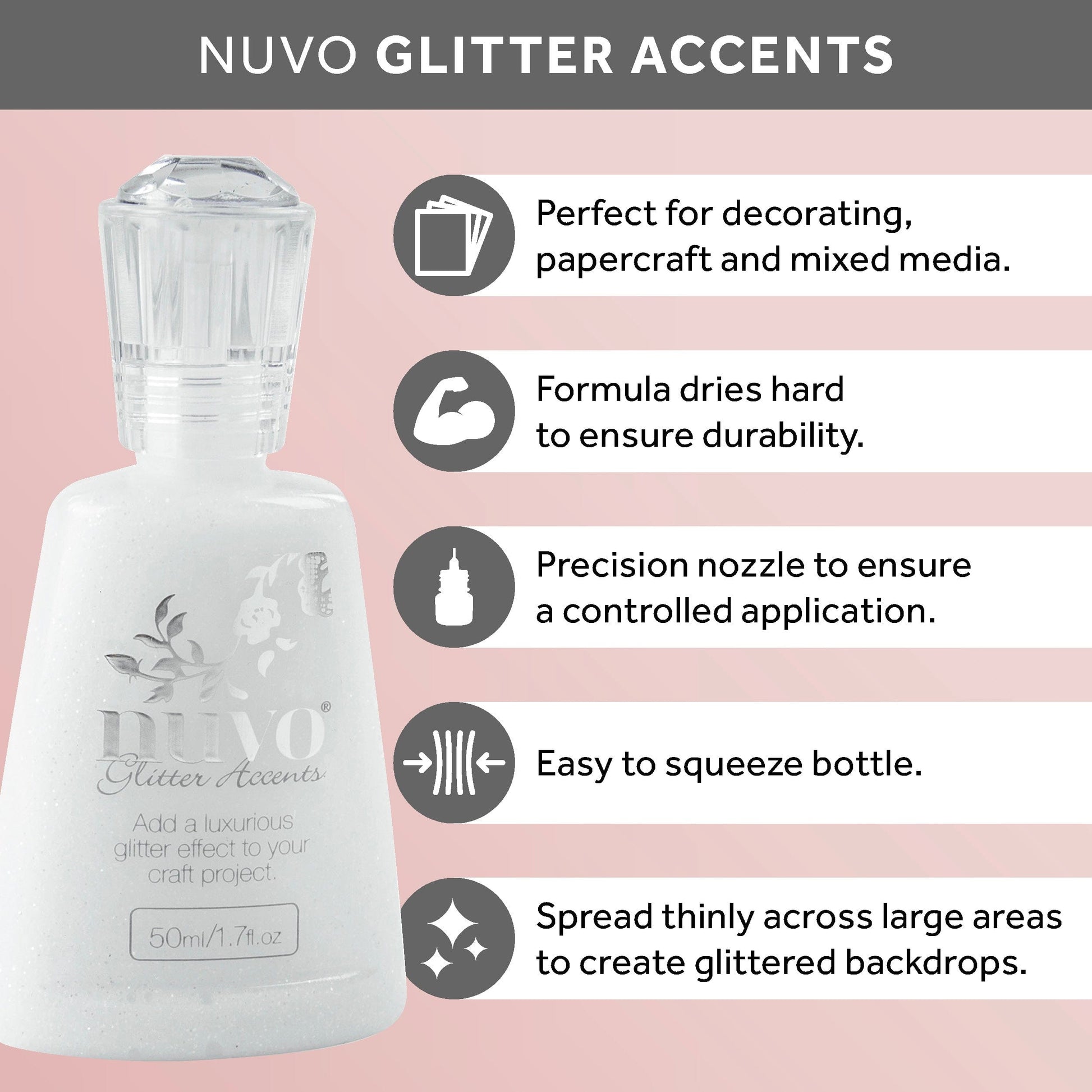 Nuvo Glitter Accents Multipack of 3 Glitter Accents - Fresh Snowfall - 948n3