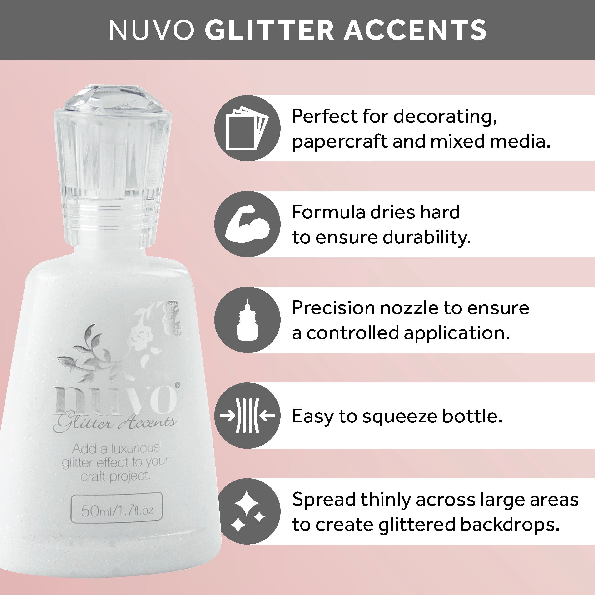 Nuvo Glitter Accents Multipack of 3 Glitter Accents - Fresh Snowfall - 948n3