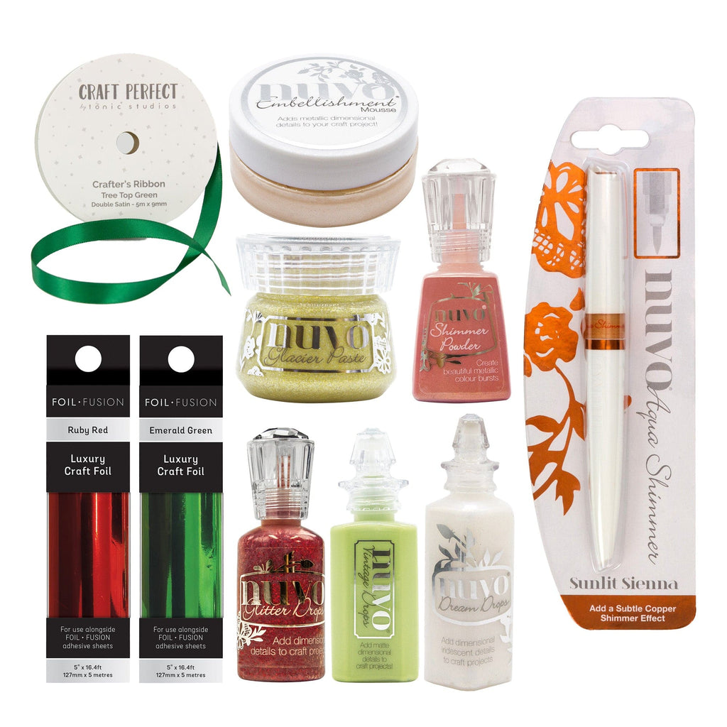 Nuvo Hidden Bundle Mixed Embellishments and Mediums - Advent Christmas Cracker Collection