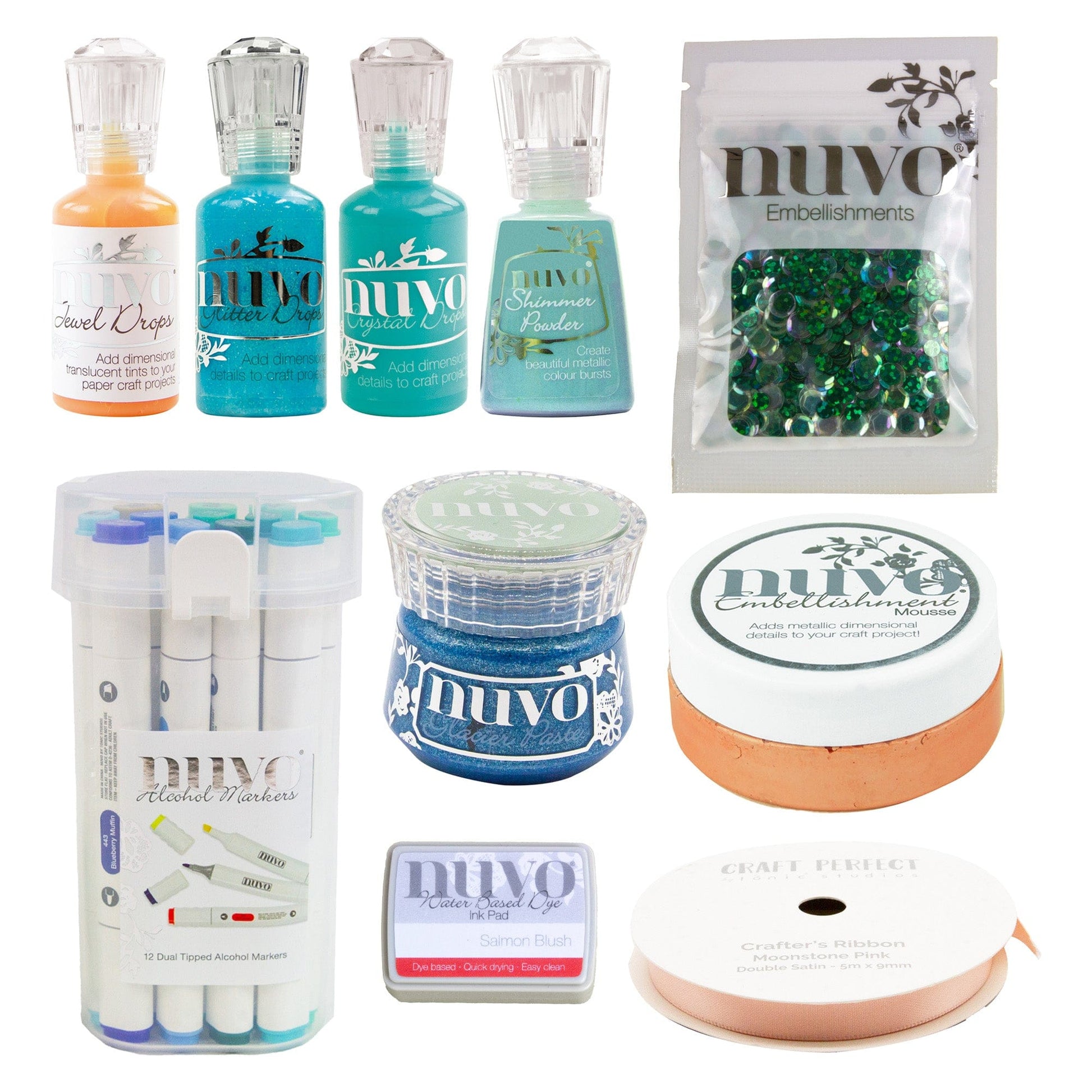 Nuvo Hidden Bundle Mixed Embellishments and Mediums - Seashell & Starfish Collection