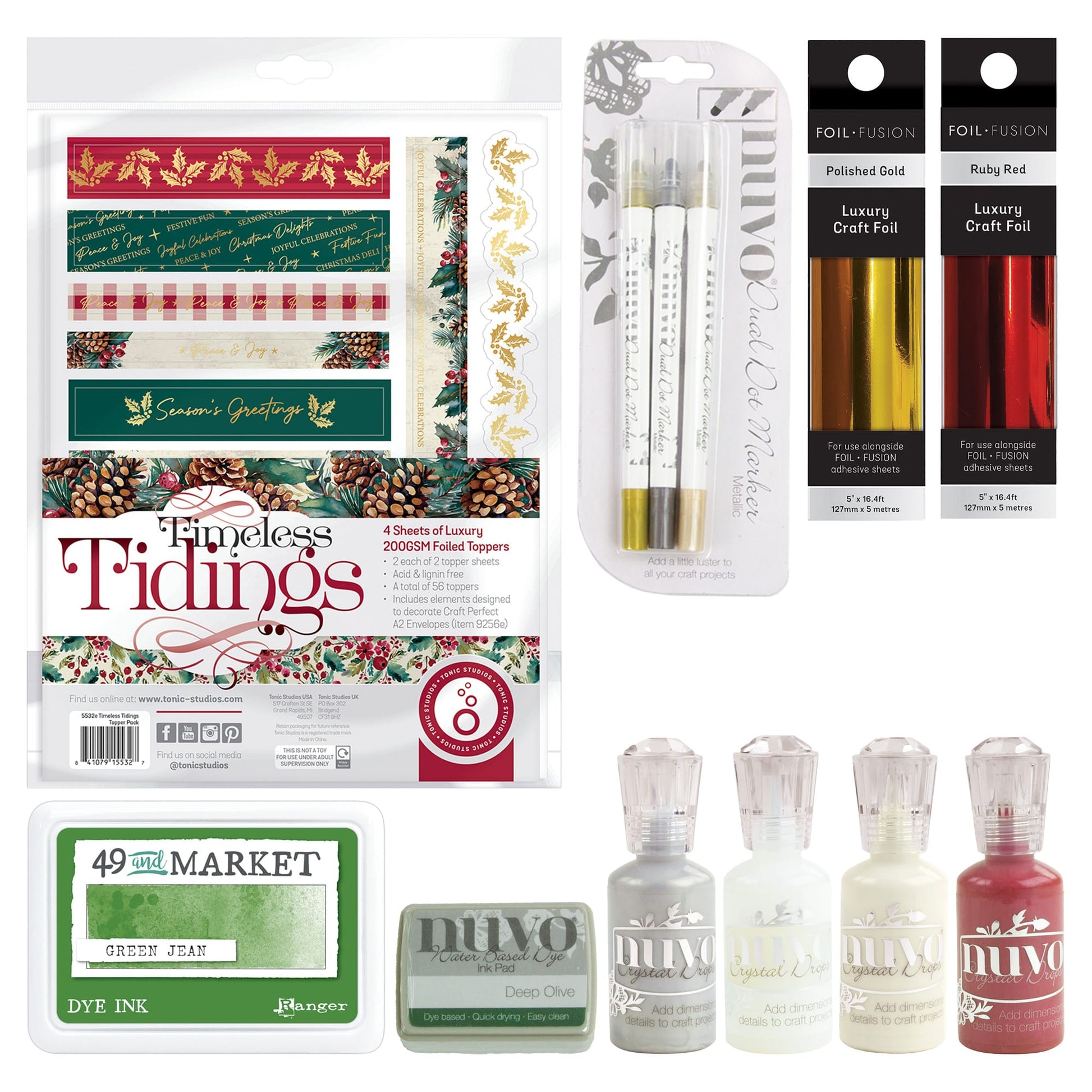 Nuvo Hidden Bundle Mixed Embellishments and Mediums - Yuletide Memories Collection