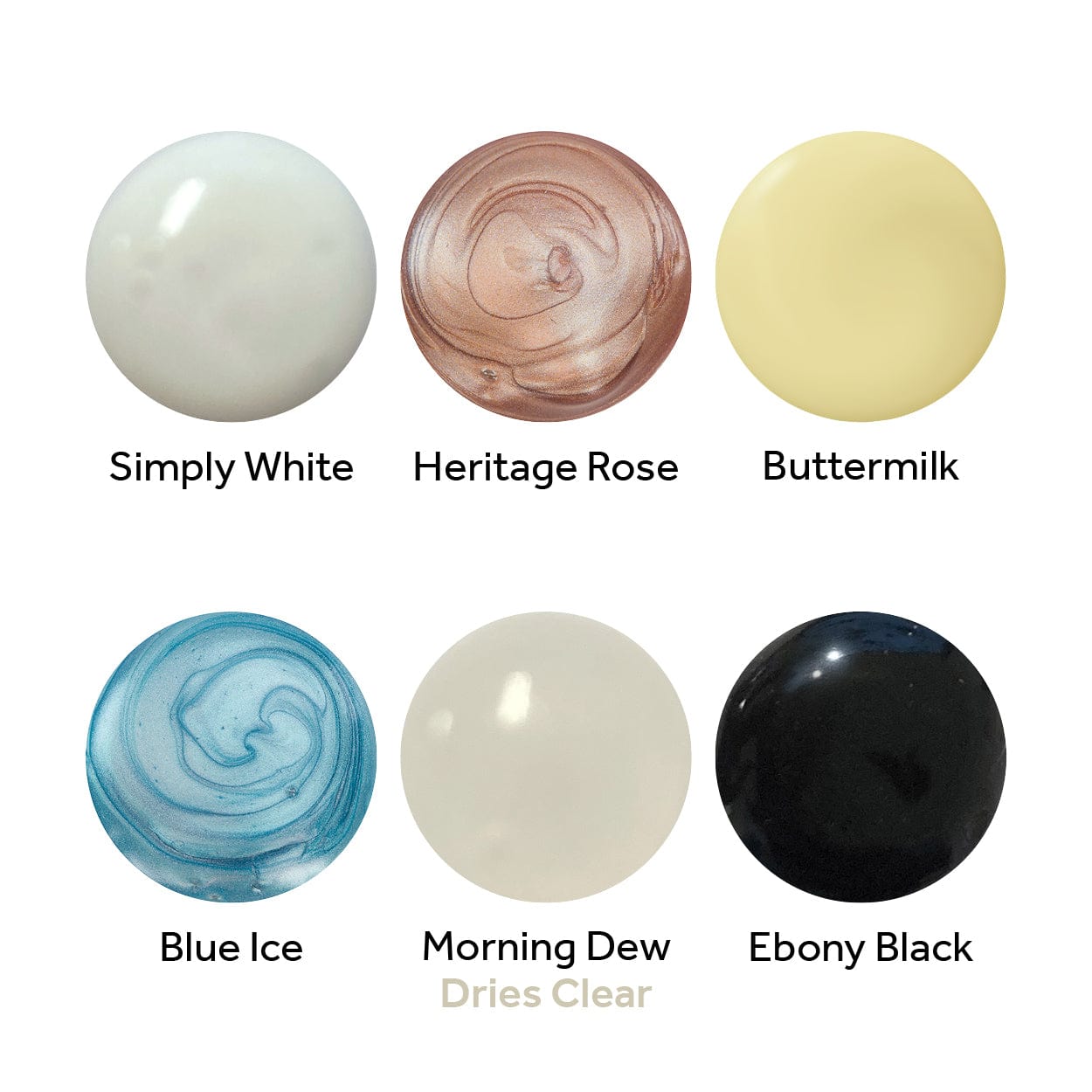 Nuvo Nuvo Drops Nuvo Crystal Drops – 6-Colour Bundle (Blue Ice, Heritage Rose, Buttermilk, Ebony Black, Gloss Simply White, Morning Dew)