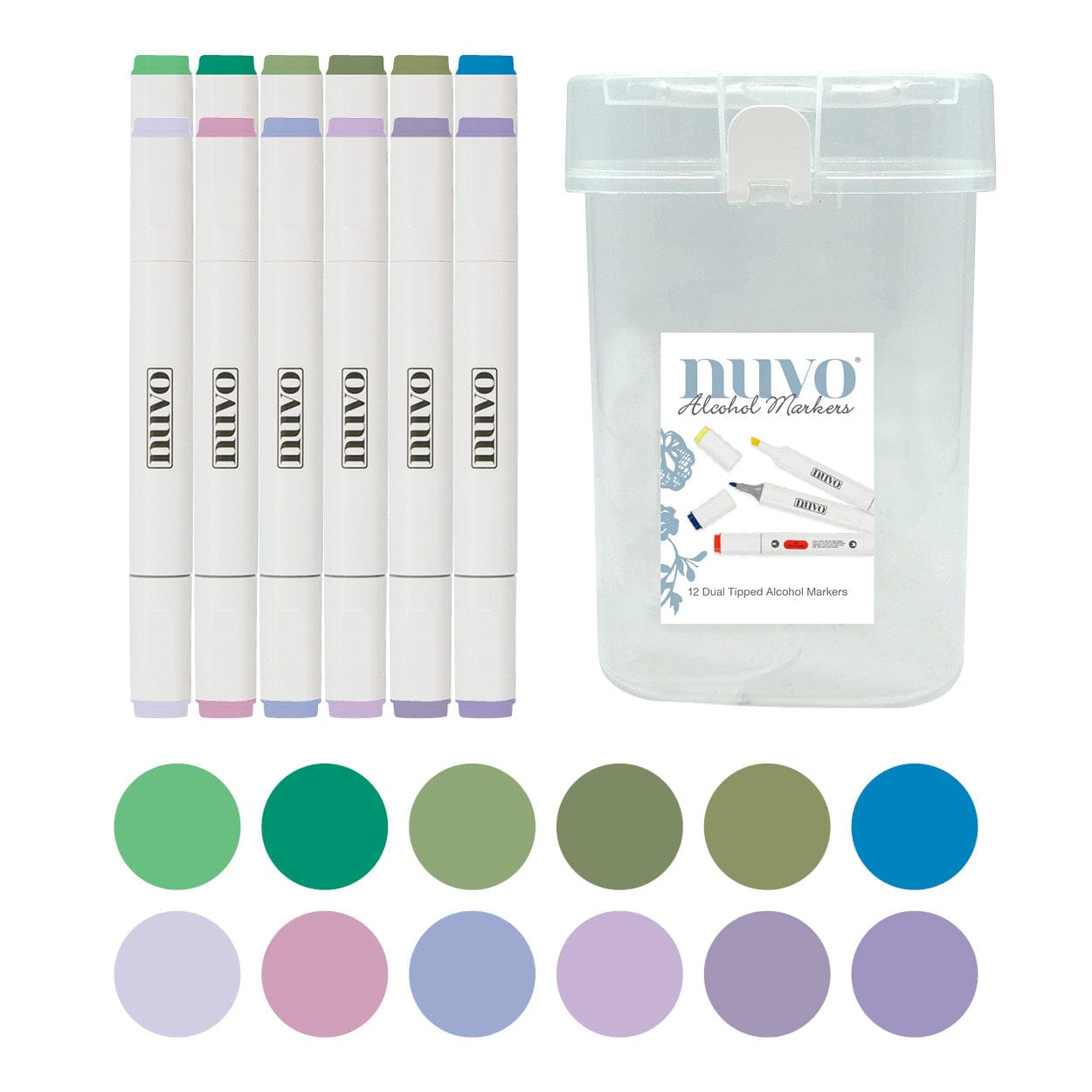 Nuvo Pens and Pencils “Bewitched Blends” Halloween Craft Bundle – 12 Dual-Tip Alcohol Markers + 6 Iridescent Mirror Card Sheets + Marker Storage Box (19 Items Total) – Colouring & Cardmaking Set