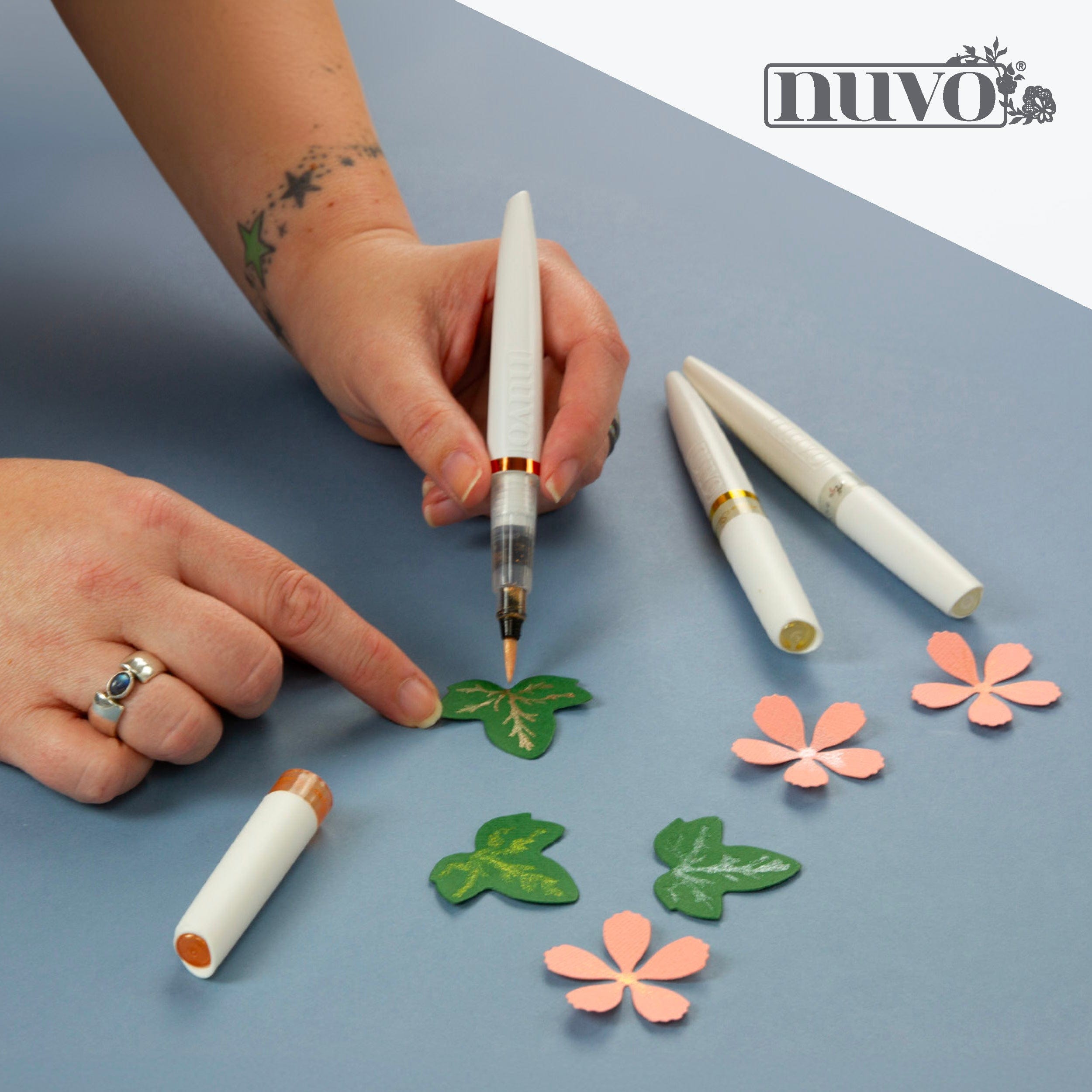 Nuvo Pens and Pencils Multipack of 2 - Aqua Shimmer Pens - Glitter Gloss - 888n2