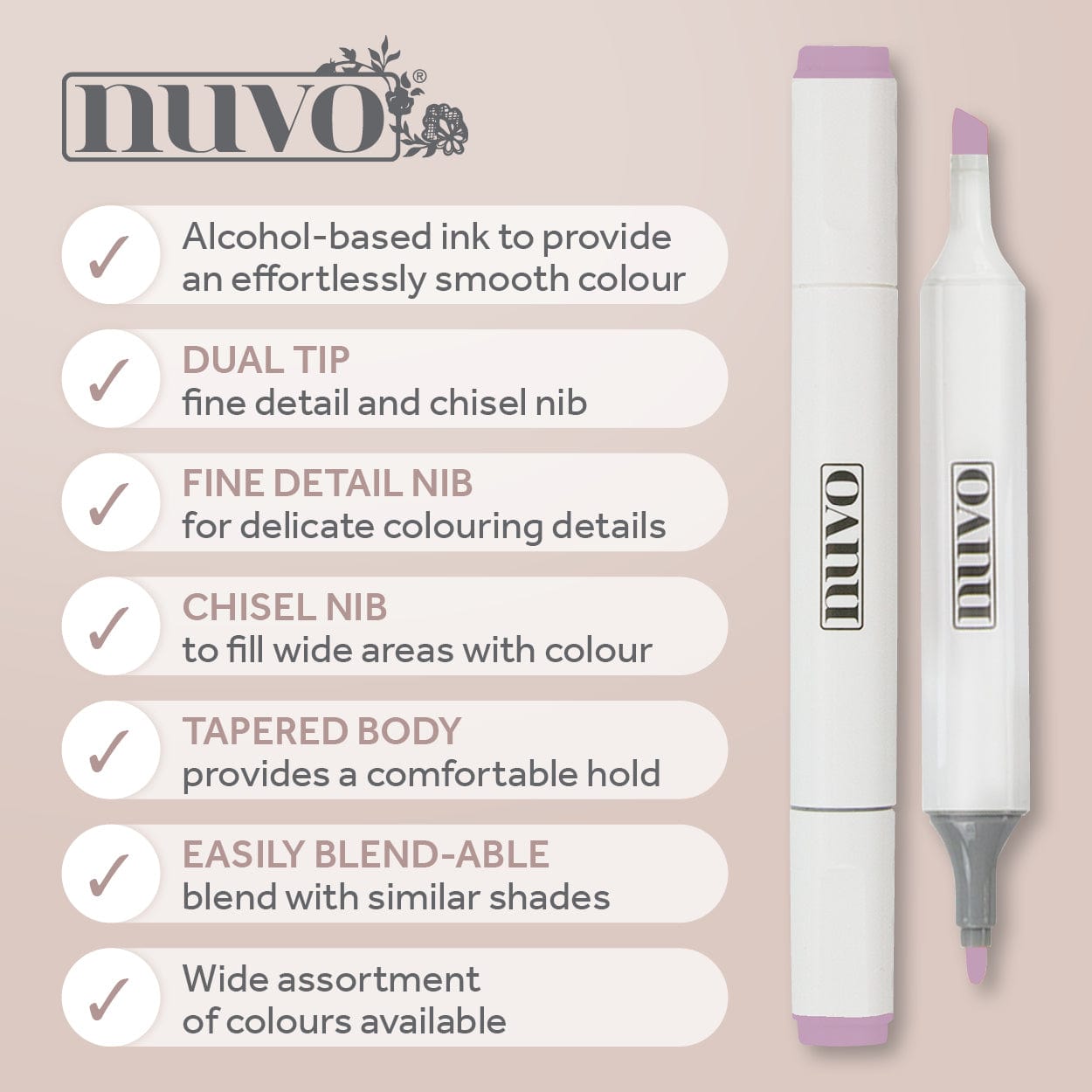 Nuvo Pens and Pencils Nuvo Alcohol Marker Pen Set – 12 Vibrant Dual-Tip Colours