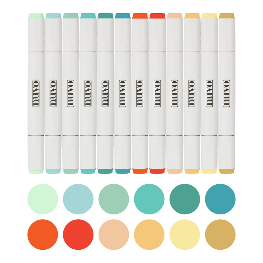 Nuvo Pens and Pencils Nuvo Alcohol Markers Set – 12 Dual Tip Art Markers for Blending, Colouring & Stamping