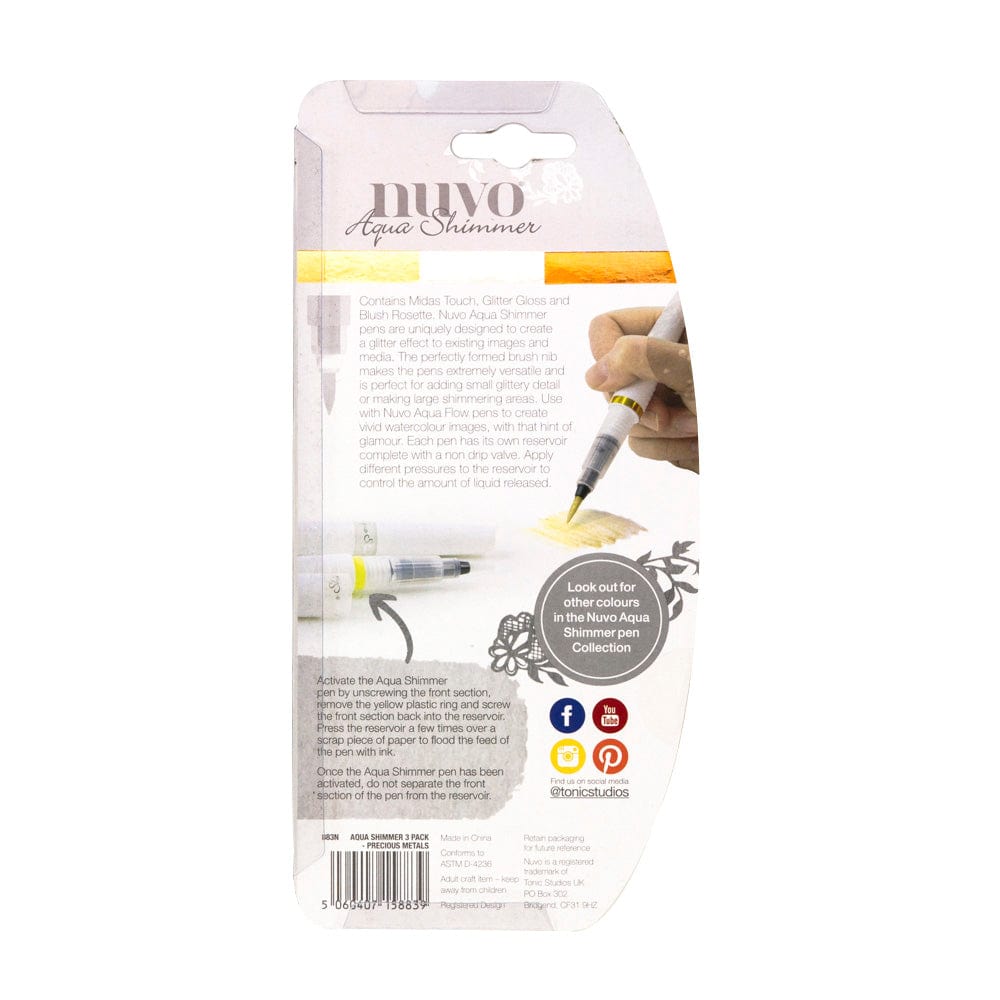 Nuvo Pens and Pencils Nuvo - Aqua Shimmer Pens - Precious Metals - 3 Pack - 883n