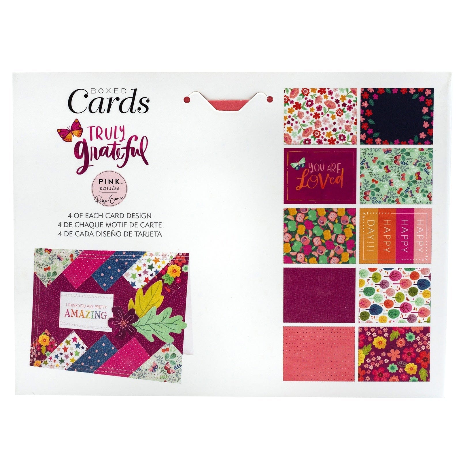 Pink Paislee Cards Pink Paislee A2 Cards with Envelopes - Paige Evans Truly Grateful, 40 pack