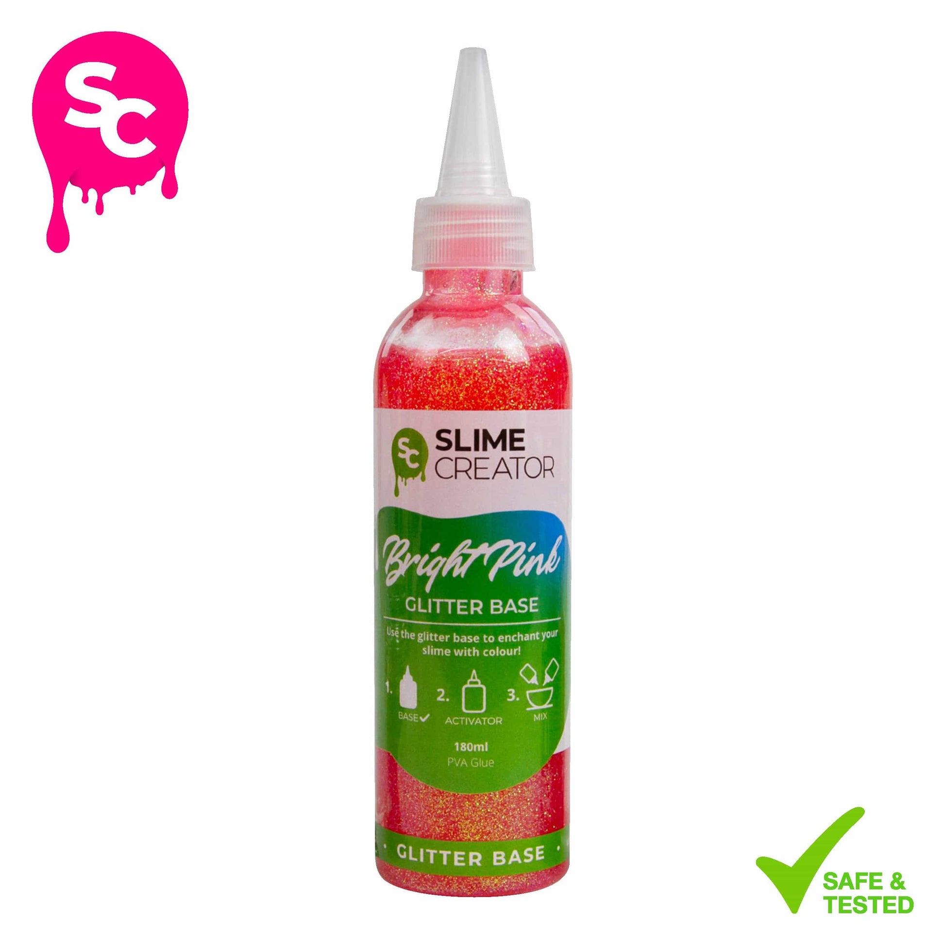 Slime Creator Glitter Base Slime Creator Glitter Base - Bright Pink - 180ml Bottle - Sparkling Pink Glitter for DIY Slime Making - Pack of 5