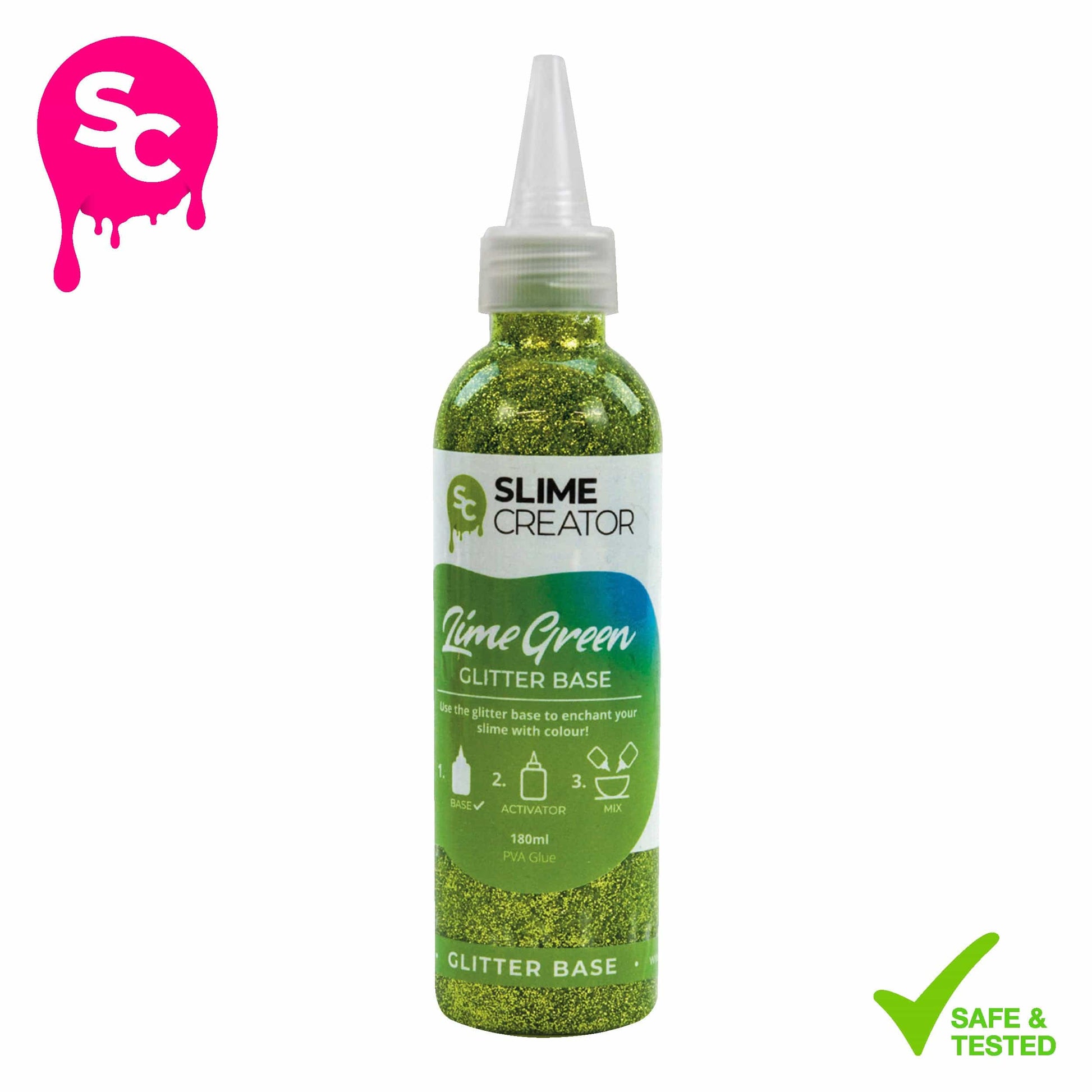 Slime Creator Glitter Base Slime Creator Glitter Base - Lime Green - 180ml Bottle - Bright Lime Green Glitter for DIY Slime Making - Pack of 5