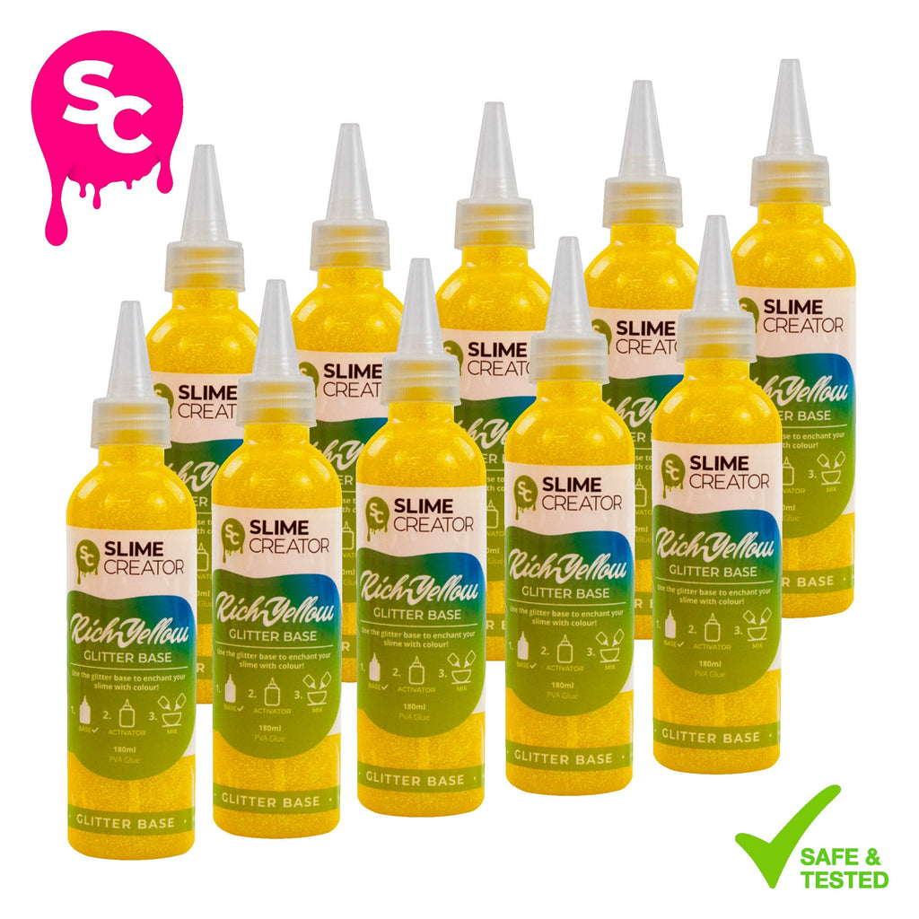Slime Creator Glitter Base Slime Creator Glitter Base - Rich Yellow - 180ml Bottle - Rich Yellow Glitter for DIY Slime Creations - Pack of 5