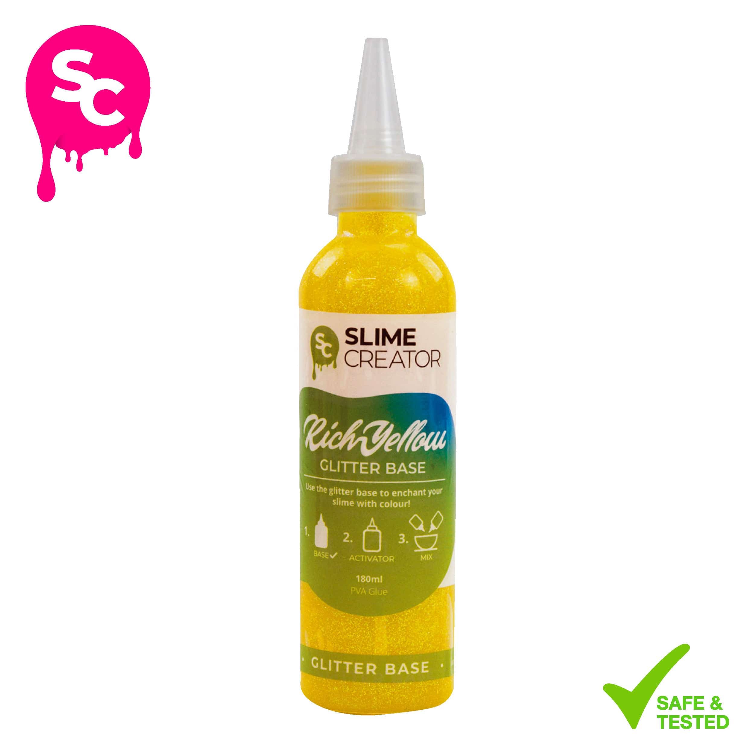Slime Creator Glitter Base Slime Creator Glitter Base - Rich Yellow - 180ml Bottle - Rich Yellow Glitter for DIY Slime Creations - Pack of 5