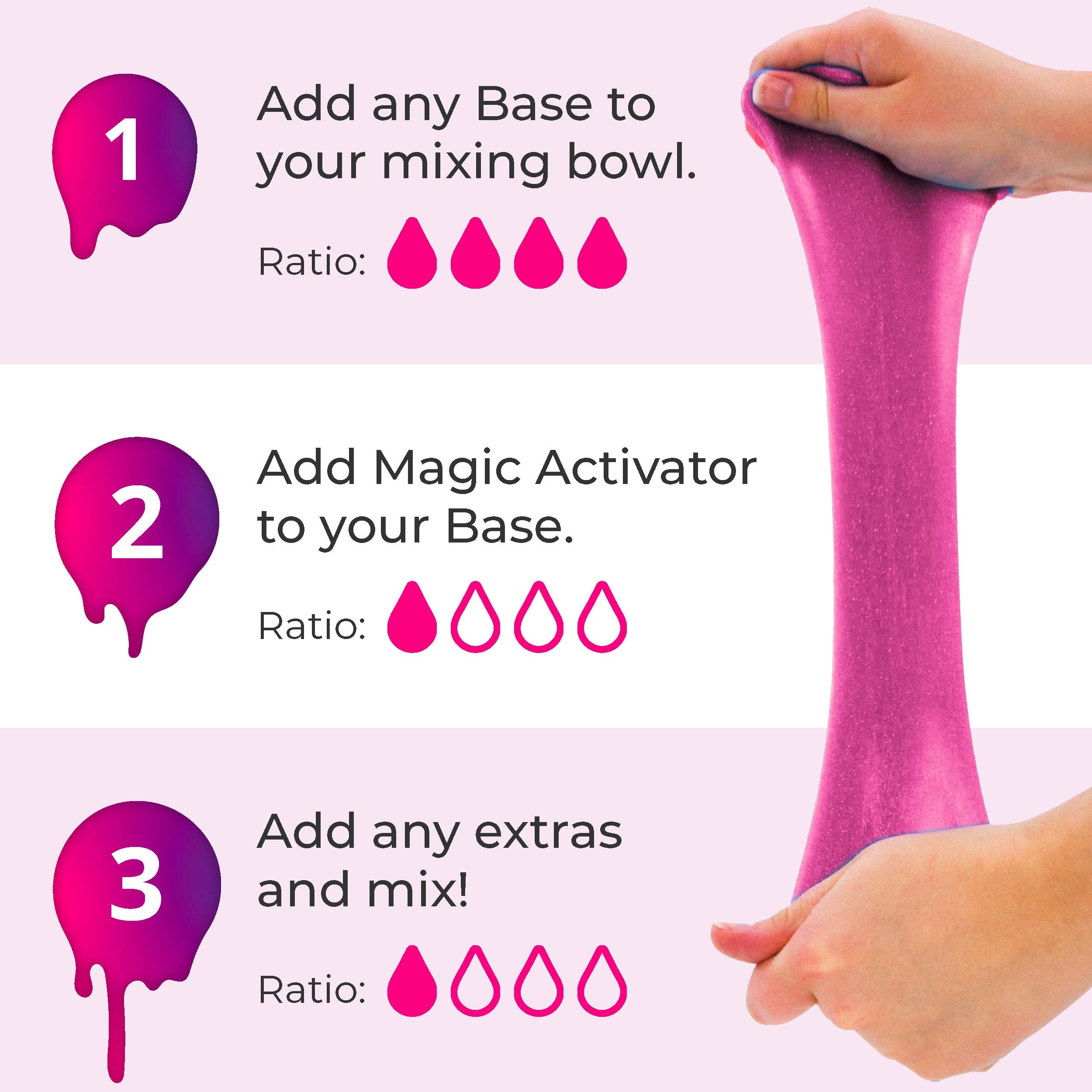 Slime Creator Glow Base Slime Creator - Glow Base Glue - Rose Pink, 180ml Bottle, Glows in the Dark, Safe & Tested, Perfect for DIY Slime Making (Pack of 10)