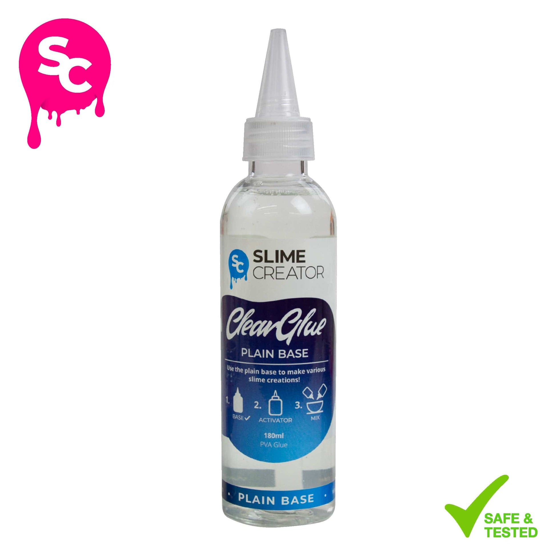 Slime Creator Plain Base Slime Creator - Plain Base Glue - Clear Glue, 180ml Bottle, Safe & Tested, Versatile for DIY Slime Making (Pack of 5)