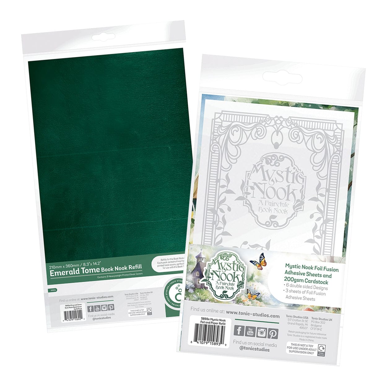 Tonic Studios Book Nook Papers, Adhesive Sheets & Book Covers - Mystic Book Nook Refill Collection - DB193