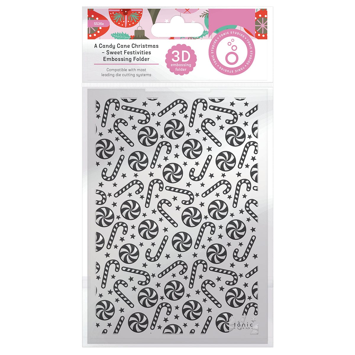 Tonic Studios Bundle A Candy Cane Christmas - 3D Embossing Folders & Stencil Collection - DB137