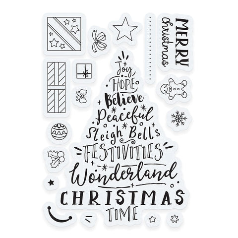 Tonic Studios bundle Happy Holidays Christmas Tree Die & Stamp Set - 5353e