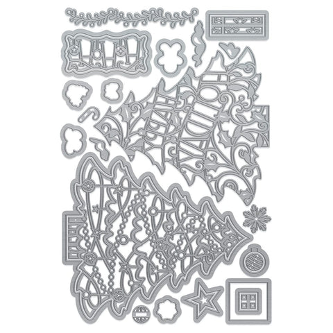 Tonic Studios bundle Happy Holidays Christmas Tree Die & Stamp Set - 5353e