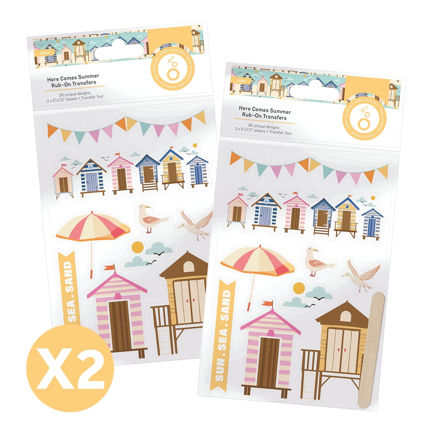 Tonic Studios Bundle Here Comes Summer - Rub-On Transfers 2 Pack