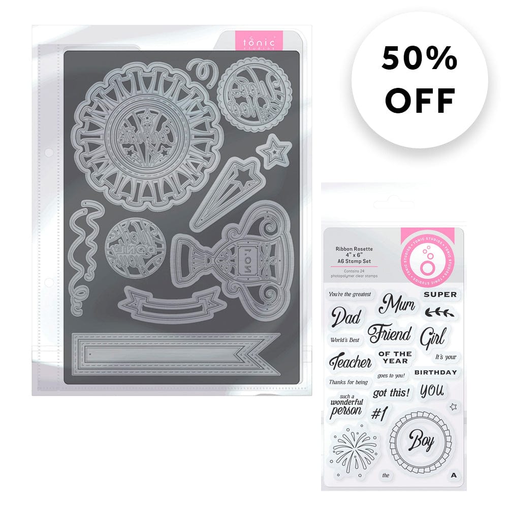 Tonic Studios bundle Ribbon Rosette Die & Stamp Showcase Set - SHOW16