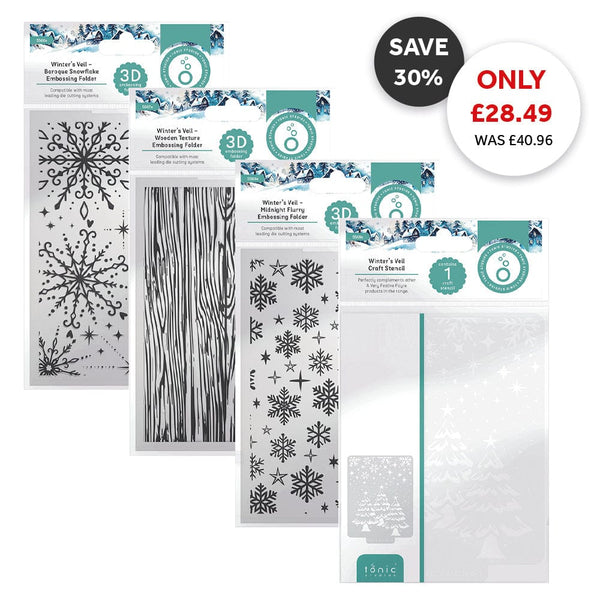 Tonic Studios Bundle Winters Veil - 3D Embossing Folder & Stencil Collection - DB143