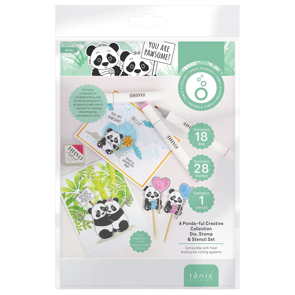 Tonic Studios Creative Collection A Panda-ful Creative Collection - Die, Stamp & Stencil Set - 5938e
