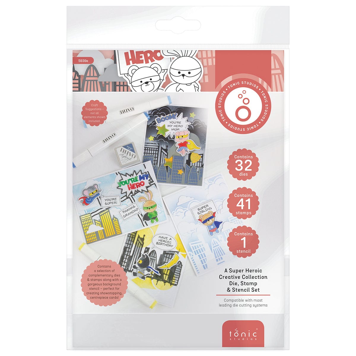 Tonic Studios Creative Collection A Super Heroic Creative Collection - Die, Stamp & Stencil Set - 5939e
