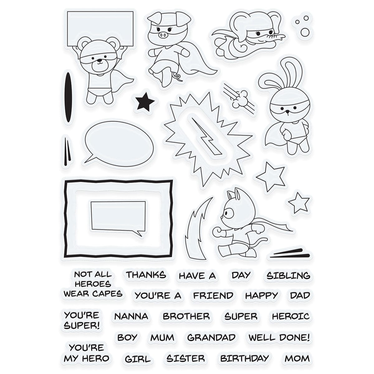 Tonic Studios Creative Collection A Super Heroic Creative Collection - Die, Stamp & Stencil Set - 5939e