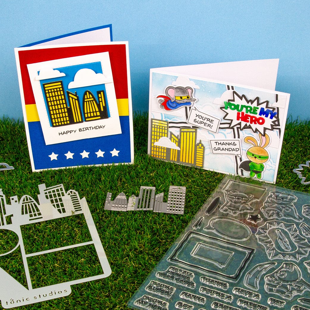 Tonic Studios Creative Collection A Super Heroic Creative Collection - Die, Stamp & Stencil Set - 5939e