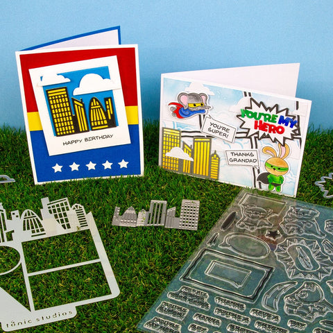 Tonic Studios Creative Collection A Super Heroic Creative Collection - Die, Stamp & Stencil Set - 5939e