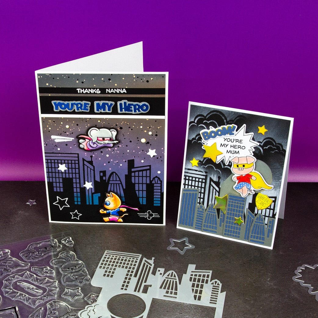 Tonic Studios Creative Collection A Super Heroic Creative Collection - Die, Stamp & Stencil Set - 5939e