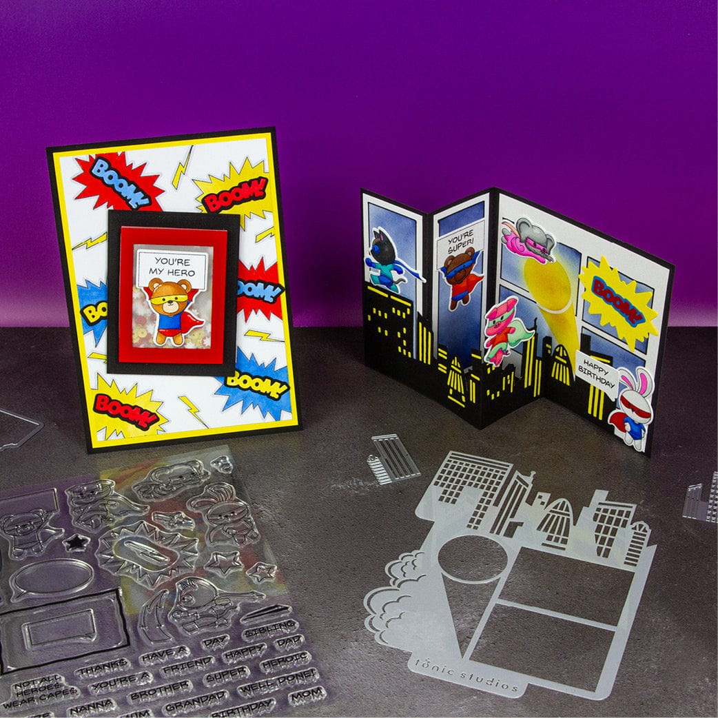 Tonic Studios Creative Collection A Super Heroic Creative Collection - Die, Stamp & Stencil Set - 5939e