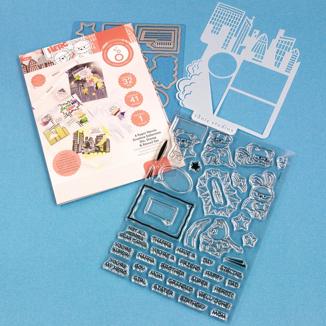 Tonic Studios Creative Collection A Super Heroic Creative Collection - Die, Stamp & Stencil Set - 5939e