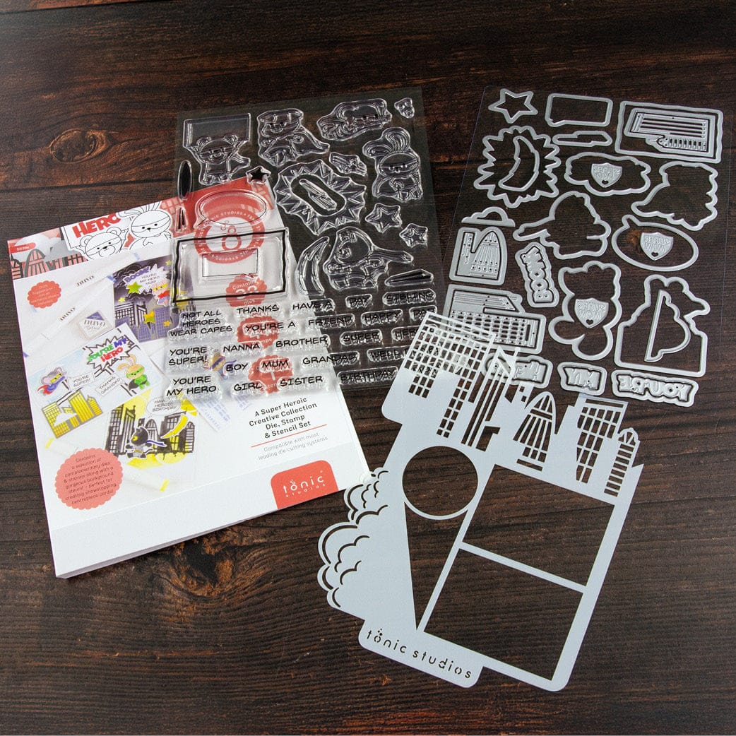 Tonic Studios Creative Collection A Super Heroic Creative Collection - Die, Stamp & Stencil Set - 5939e
