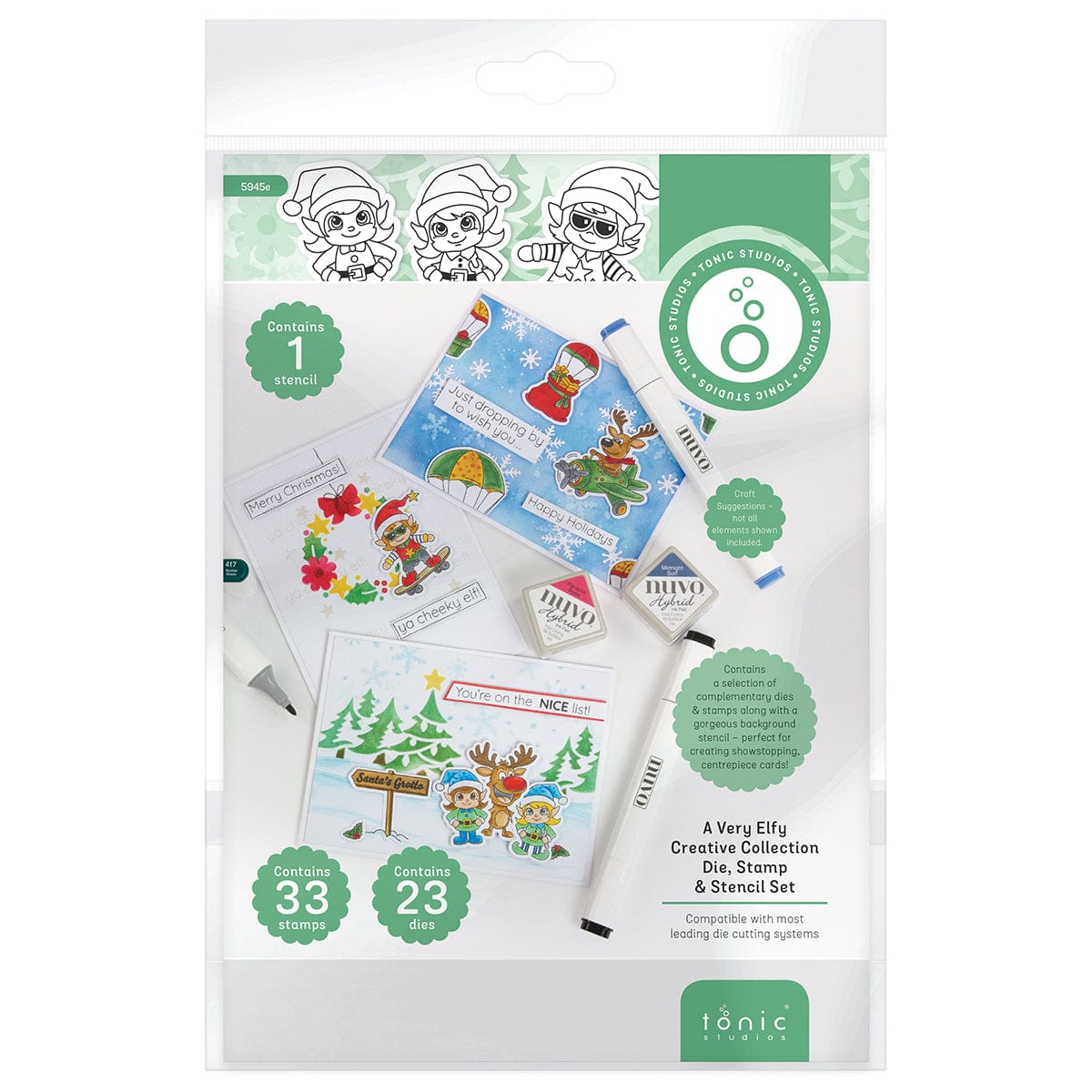 Tonic Studios Creative Collection A Very Elfy Creative Collection - Die, Stamp & Stencil Set - 5945e