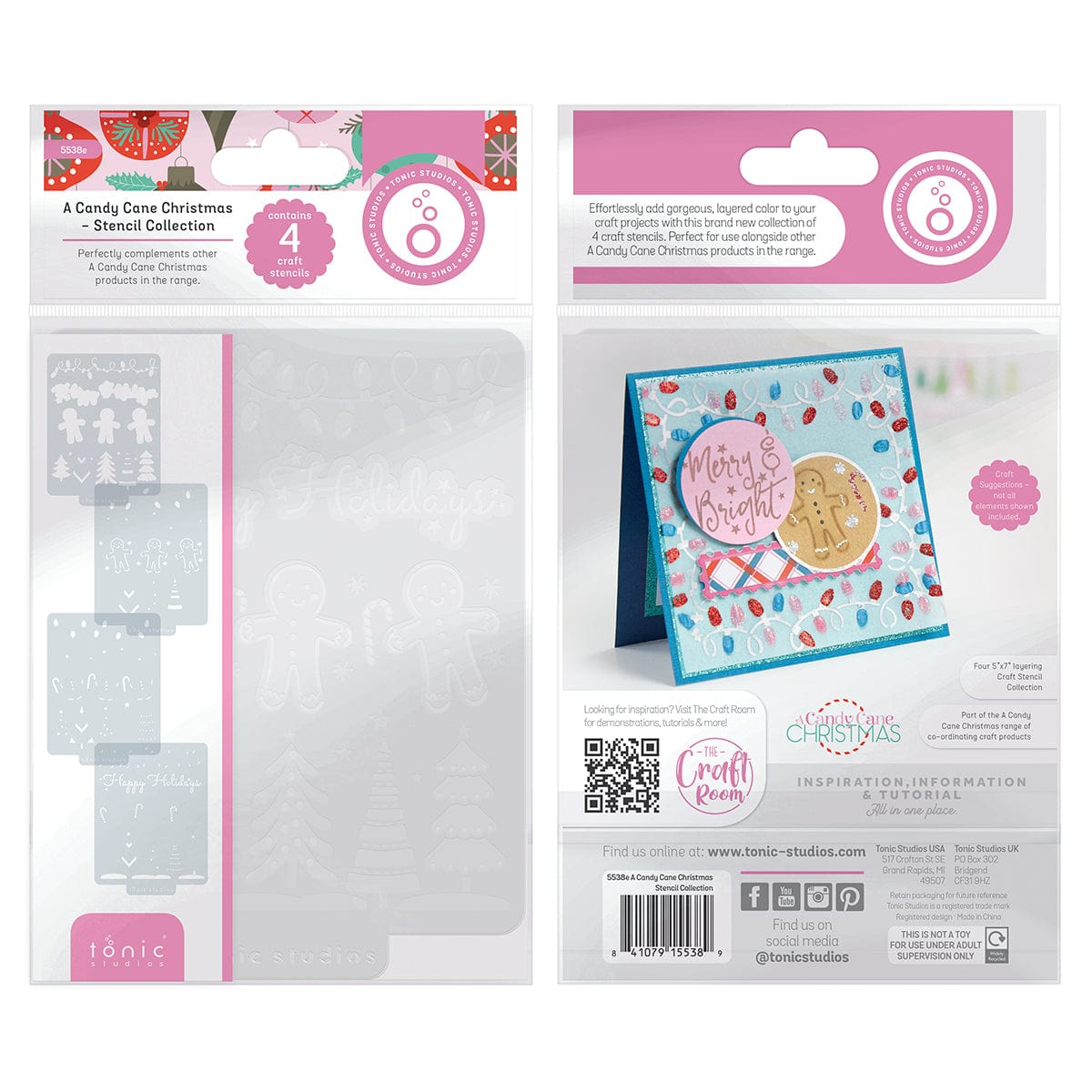 Tonic Studios Die Cutting A Candy Cane Christmas 4 Stencil Set - 5538e