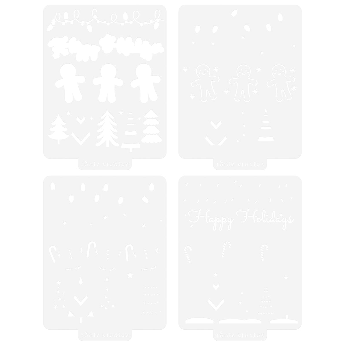 Tonic Studios Die Cutting A Candy Cane Christmas 4 Stencil Set - 5538e