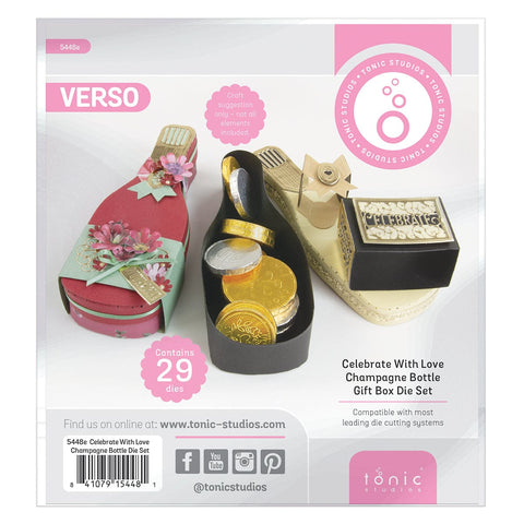 Tonic Studios Die Cutting Celebrate With Love Champagne Bottle Die Set - 5448e