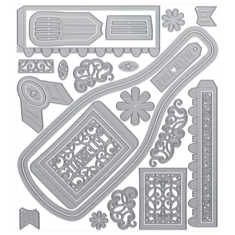 Tonic Studios Die Cutting Celebrate With Love Champagne Bottle Die Set - 5448e