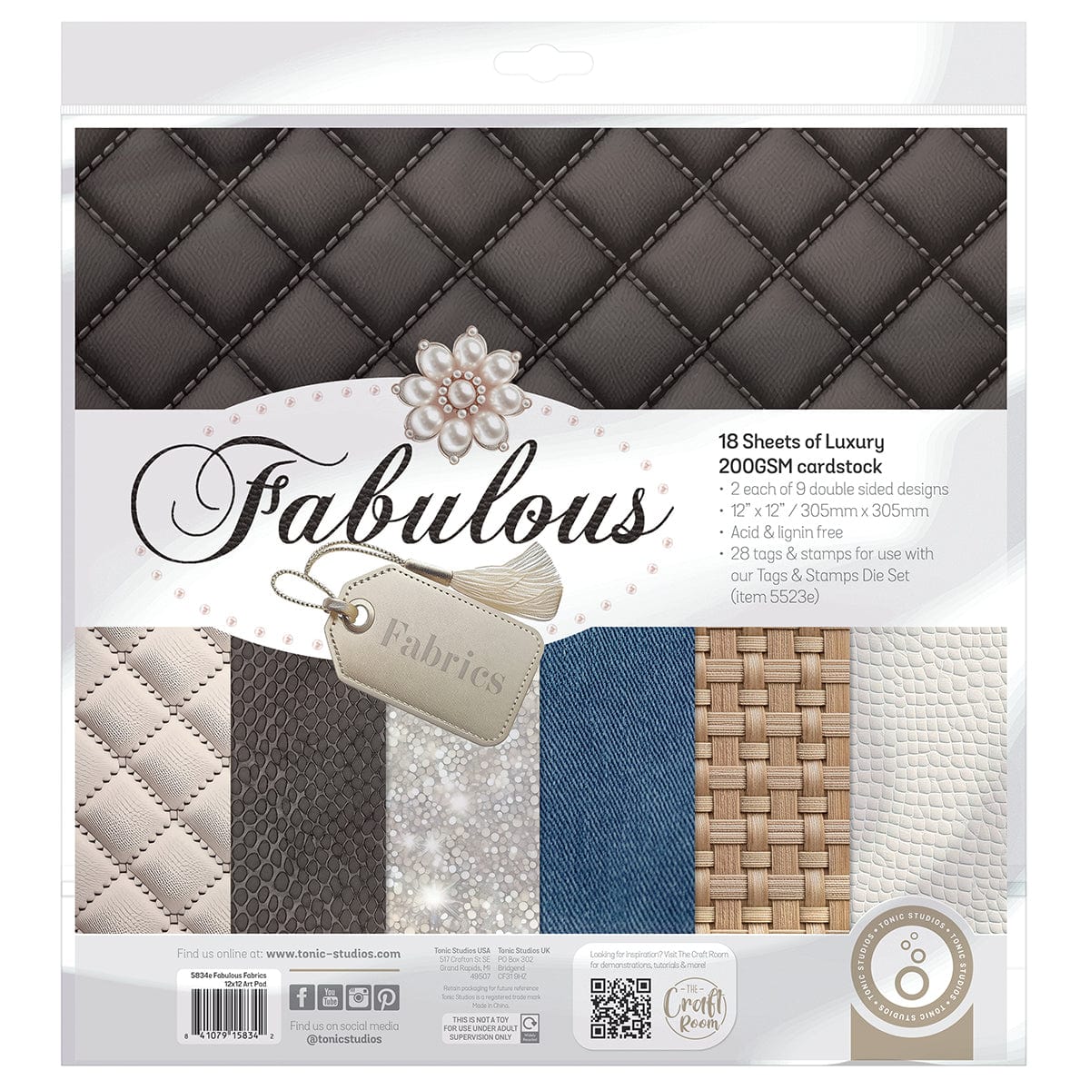 Tonic Studios Die Cutting Fabulous Fabrics 12"x 12" Patterned Paper - 5834e