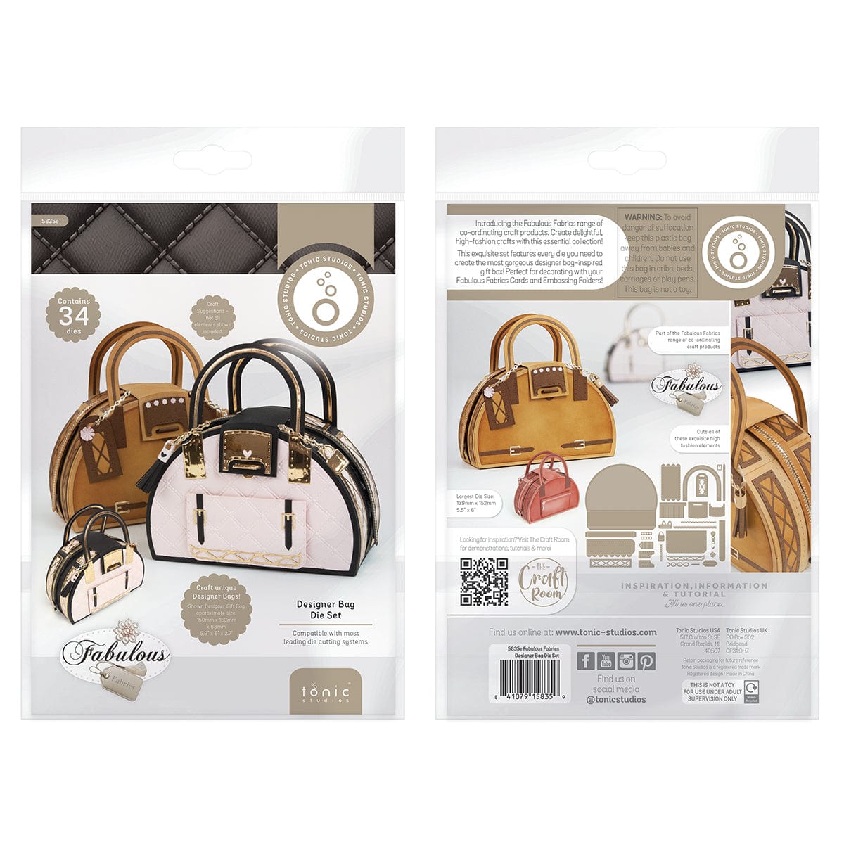 Tonic Studios Die Cutting Fabulous Fabrics - Designer Bag Die Set - 5835e