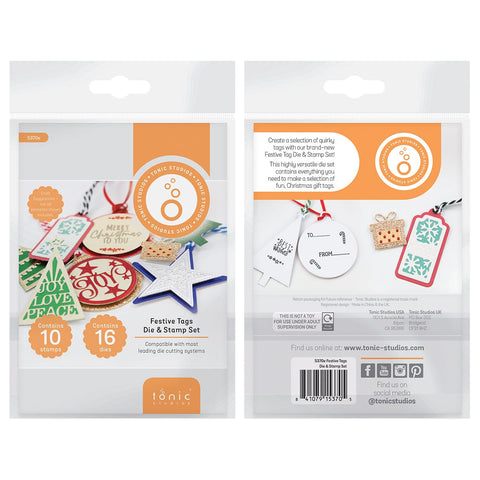 Tonic Studios Die Cutting Festive Tags Die & Stamp Set - 5370e