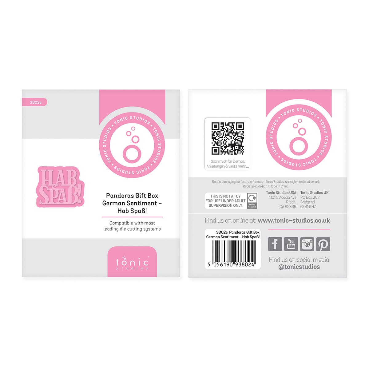 Tonic Studios Die Cutting Hab Spaß! - Deutsche Grüße Stanzschablone Set - 3802E