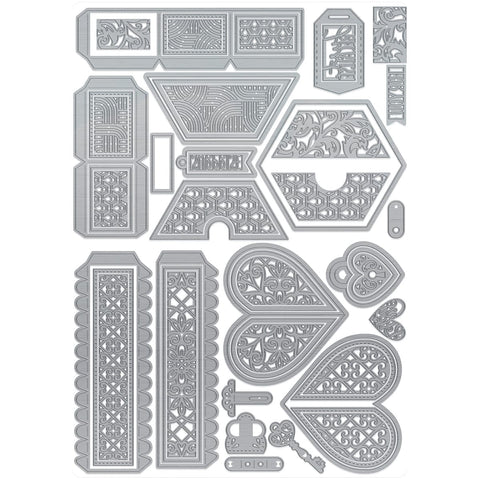 Tonic Studios Die Cutting Heart & Hexagon Split Box Die Set - 5220e