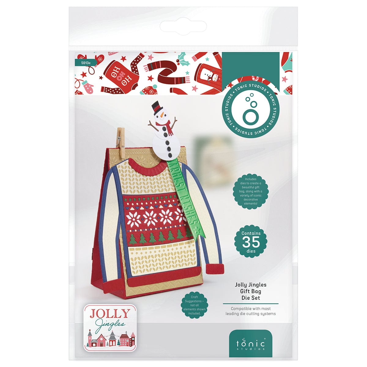 Tonic Studios Die Cutting Jolly Jingles Gift Bag Die Set - 5913e