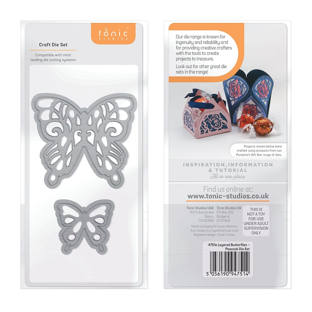 Tonic Studios Die Cutting Layered Butterflies - Peacock Die Set - 4751E