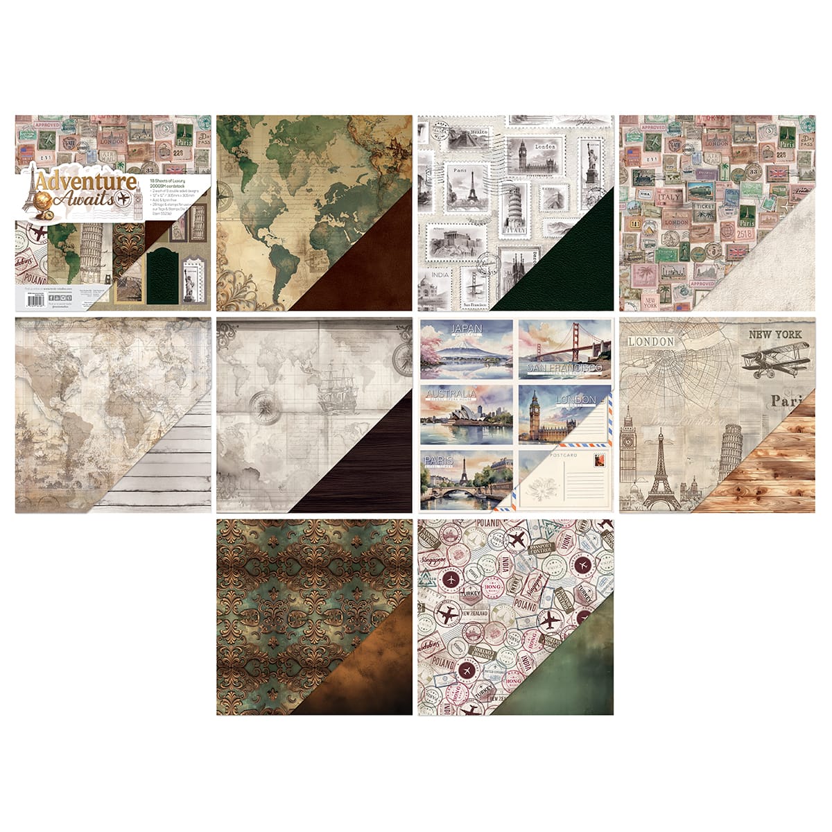 Tonic Studios Die Cutting Legacy Luggage Die Set & Adventure Awaits Patterned Pad - Showcase PLUS